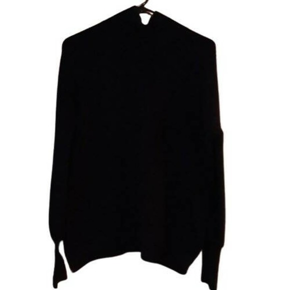 French Connection Orla Balloon Sleeve Turtleneck Wool Sweater - Black SZ L - Picture 5 of 11